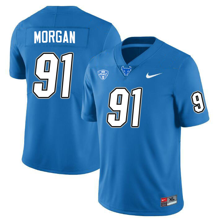 Buffalo Bulls #91 Devin Morgan College Football Jerseys Stitched Sale-Blue